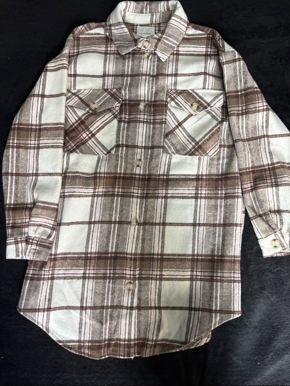 women’s  Brown Plaid Button-Up Shirt
